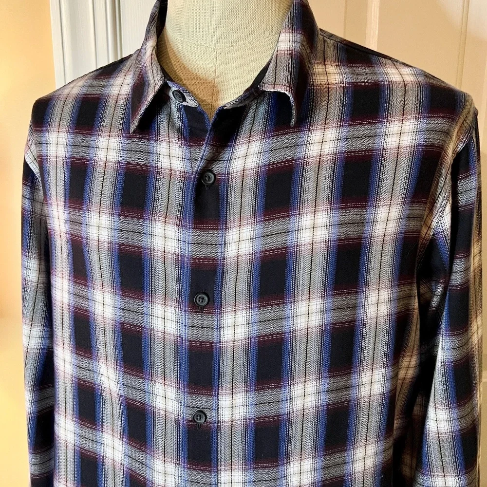 EUC Men's Vince Classic Fit Plaid Shirt Super Soft Size XL